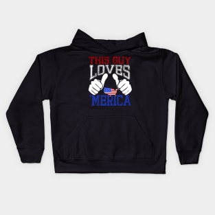 This Guy Loves Merica - Patriotic 4th July Gift Kids Hoodie